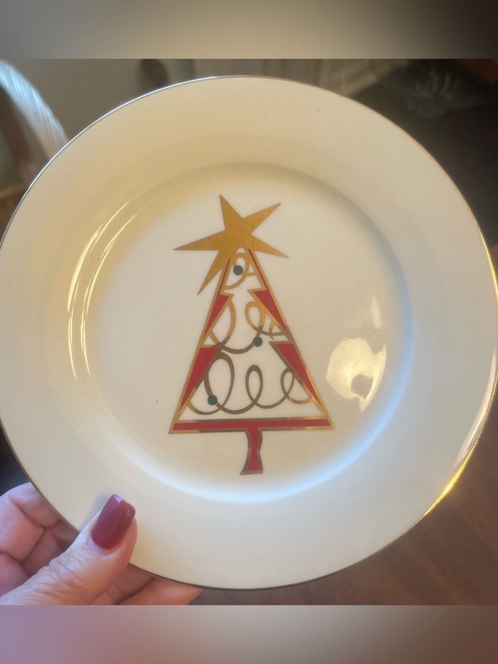 Pier 1 Christmas Tree Porcelain Dessert/Salad Plates 7.5" Set of 5 - Picture 5 of 8